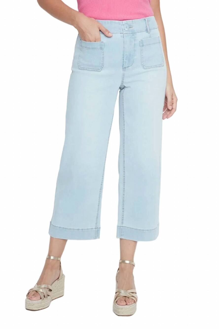 NEW RENUAR patch pocket denim cropped pant in bleached wash
